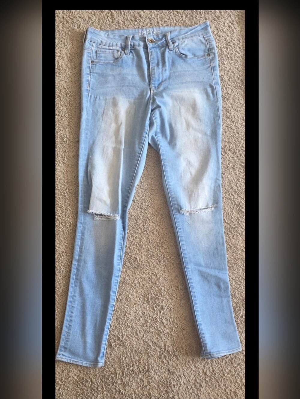 Empyre Light Blue Skinny Jeans with Knee Rips Size 5